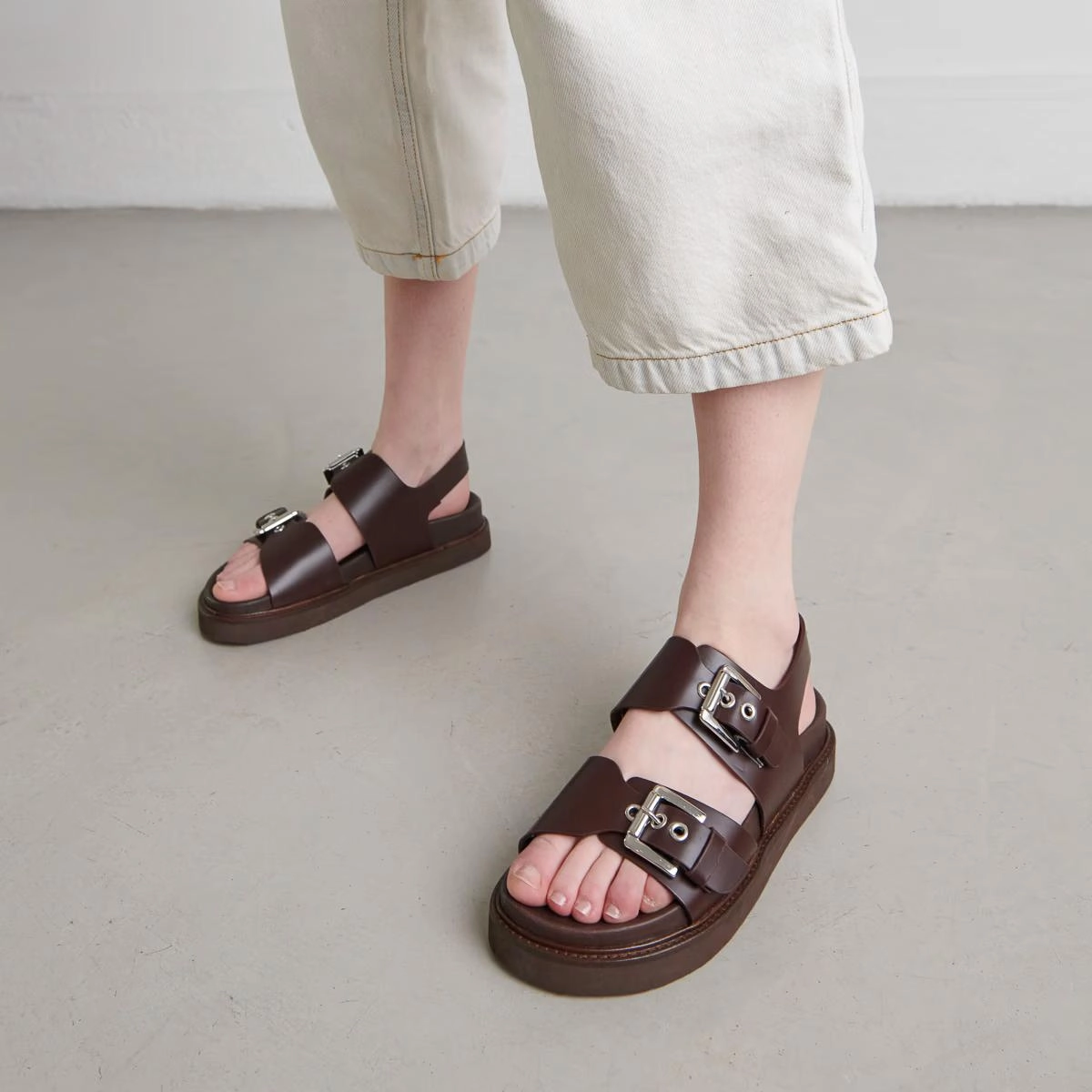 585- Lago Cuir Glace Marron-Fonce Stylish Footwear