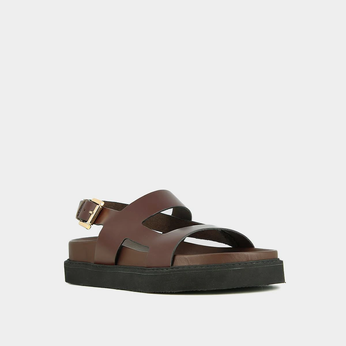 585- Lagune Cuir Glace Marron-Fonce Stylish Footwear