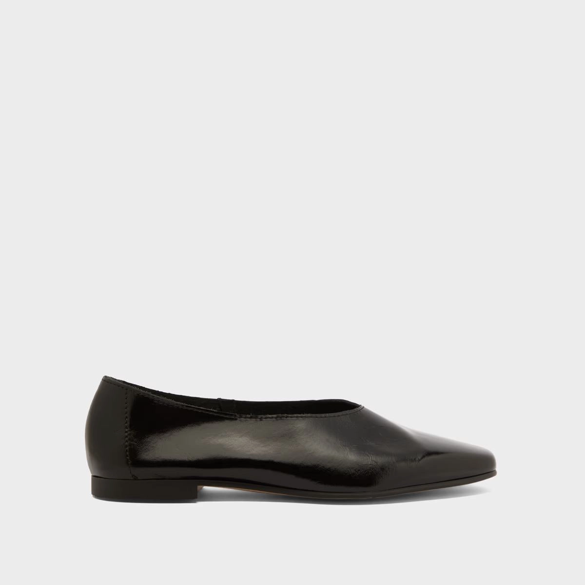 585- Lea Vernis Plisse Noir Stylish Footwear