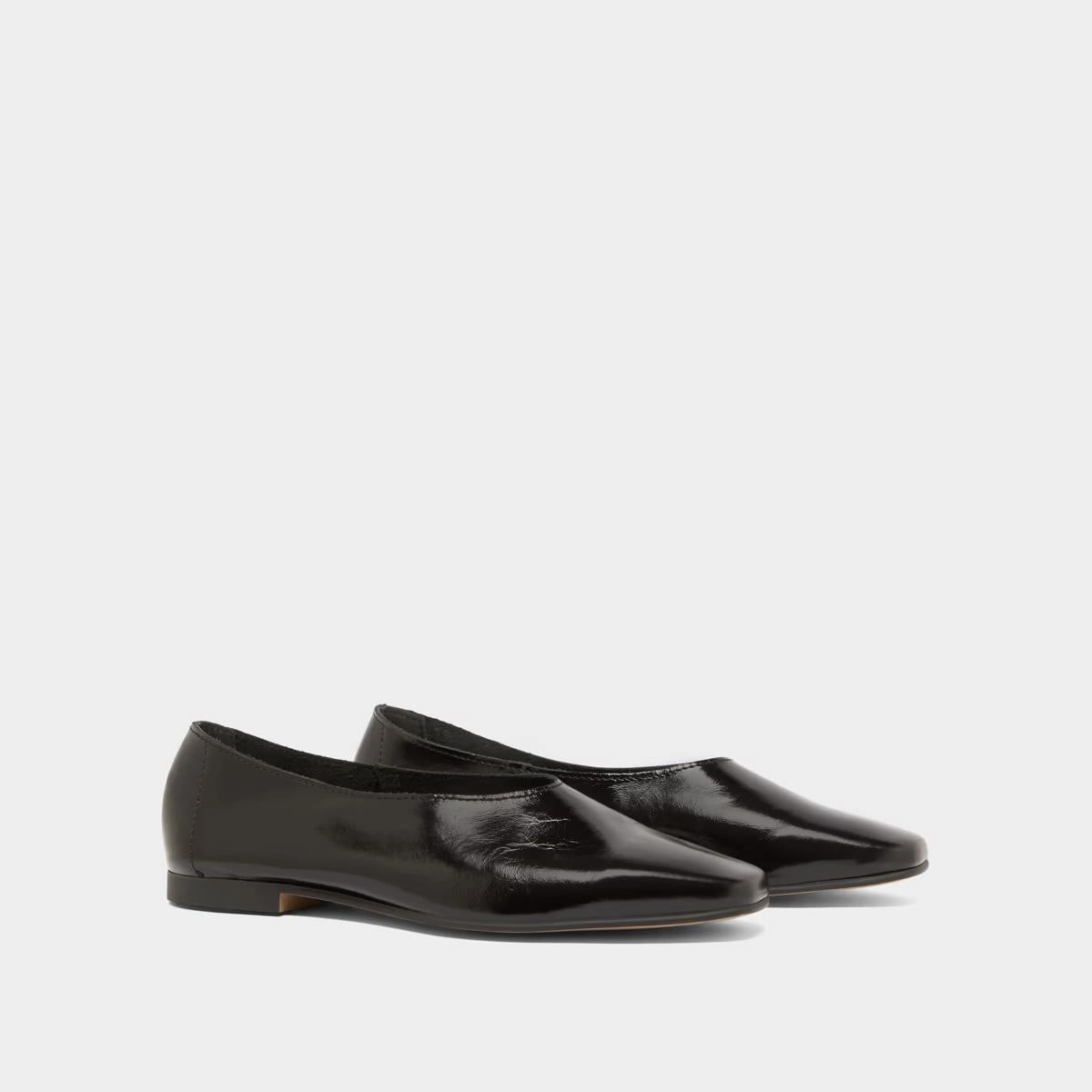 585- Lea Vernis Plisse Noir Stylish Footwear