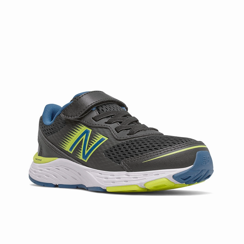 680v6 Bungee - Black with Oxygen Blue and Sulphur Yellow - Kids New Balance casual sneakers for everyday comfort