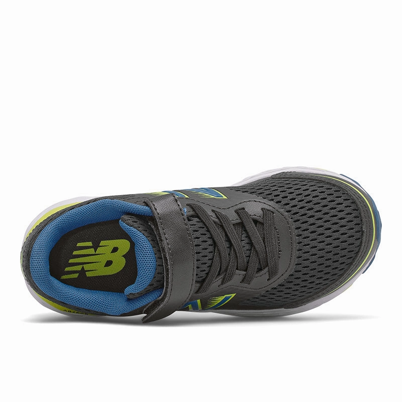 680v6 Bungee - Black with Oxygen Blue and Sulphur Yellow - Kids New Balance lifestyle shoes