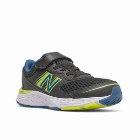 680v6 Bungee - Black with Oxygen Blue and Sulphur Yellow - Kids New Balance casual sneakers for everyday comfort