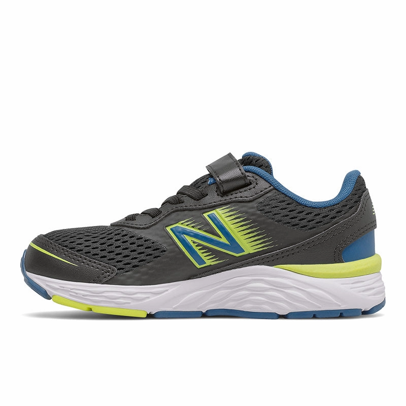 680v6 Bungee - Black with Oxygen Blue and Sulphur Yellow - Kids New Balance lifestyle shoes