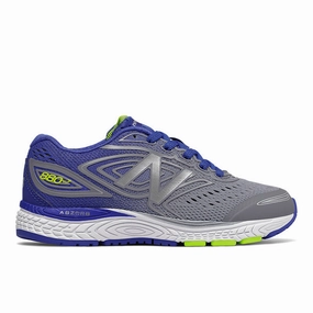 880v7 - Steel with Pacific Blue and Lime - Kids New Balance casual sneakers for everyday comfort