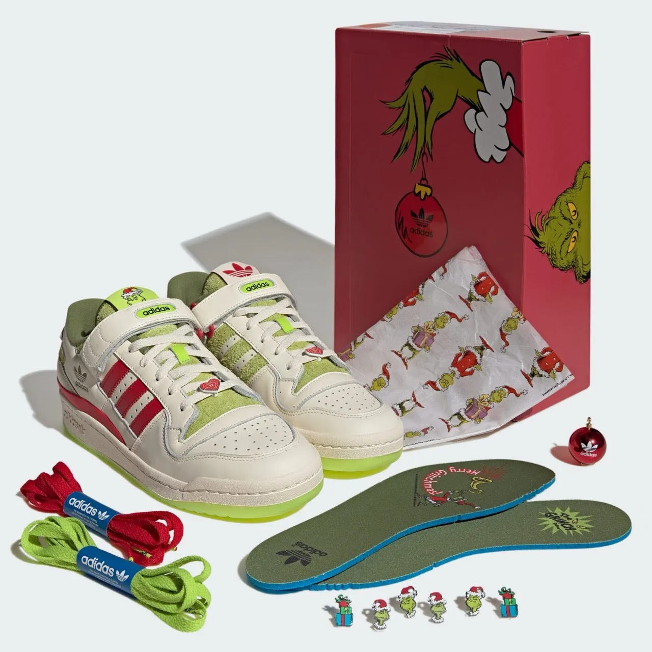 Adidas Originals Junior Forum Low x The Grinch Cream Youth ID9175 Adidas Classic Running Shoes for Style