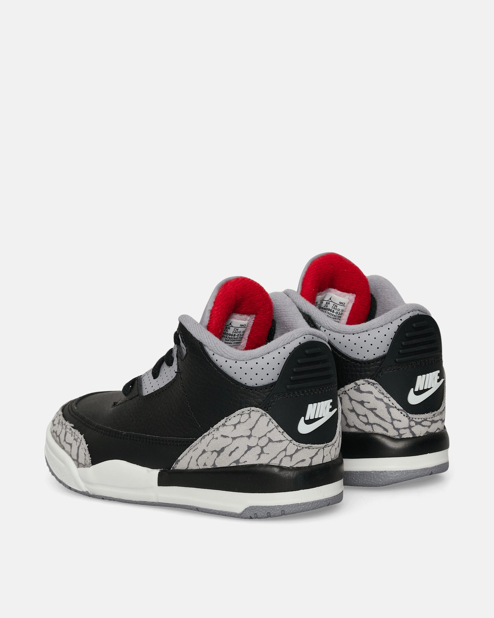 Air Jordan 3 Retro (TD) Sneakers Black Cement Stable Running