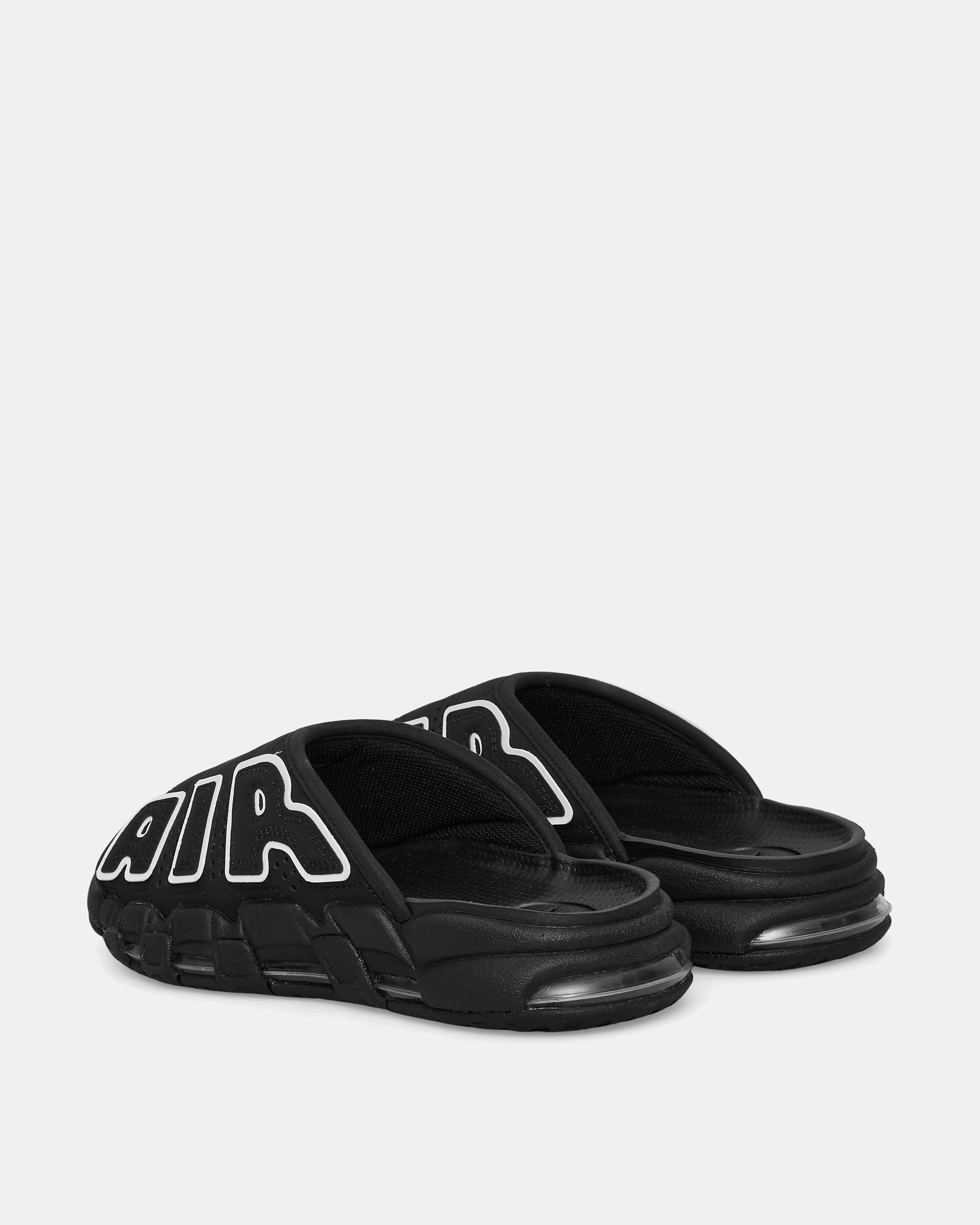 Air More Uptempo Slides Black Flexible Shoes