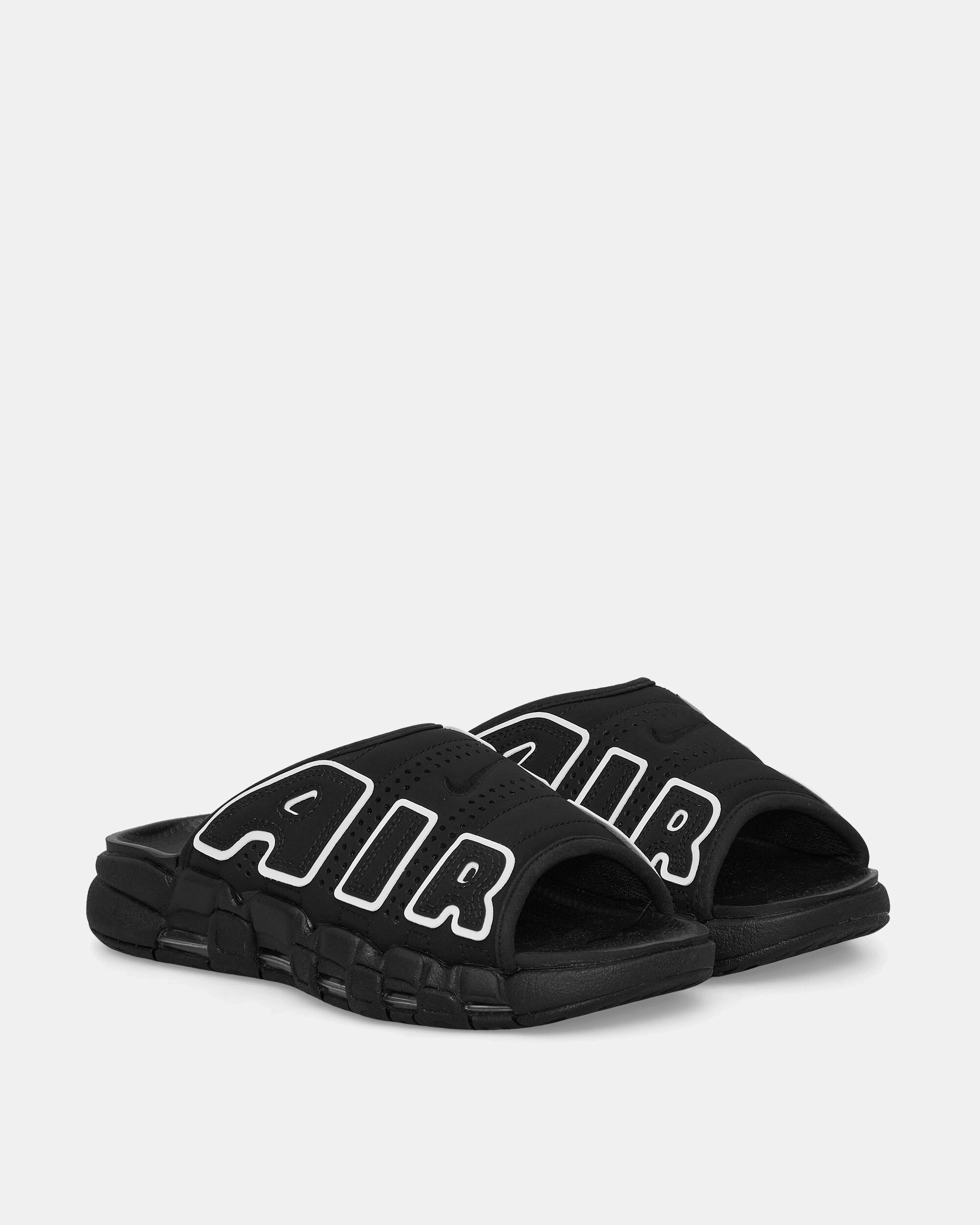 Air More Uptempo Slides Black Flexible Shoes