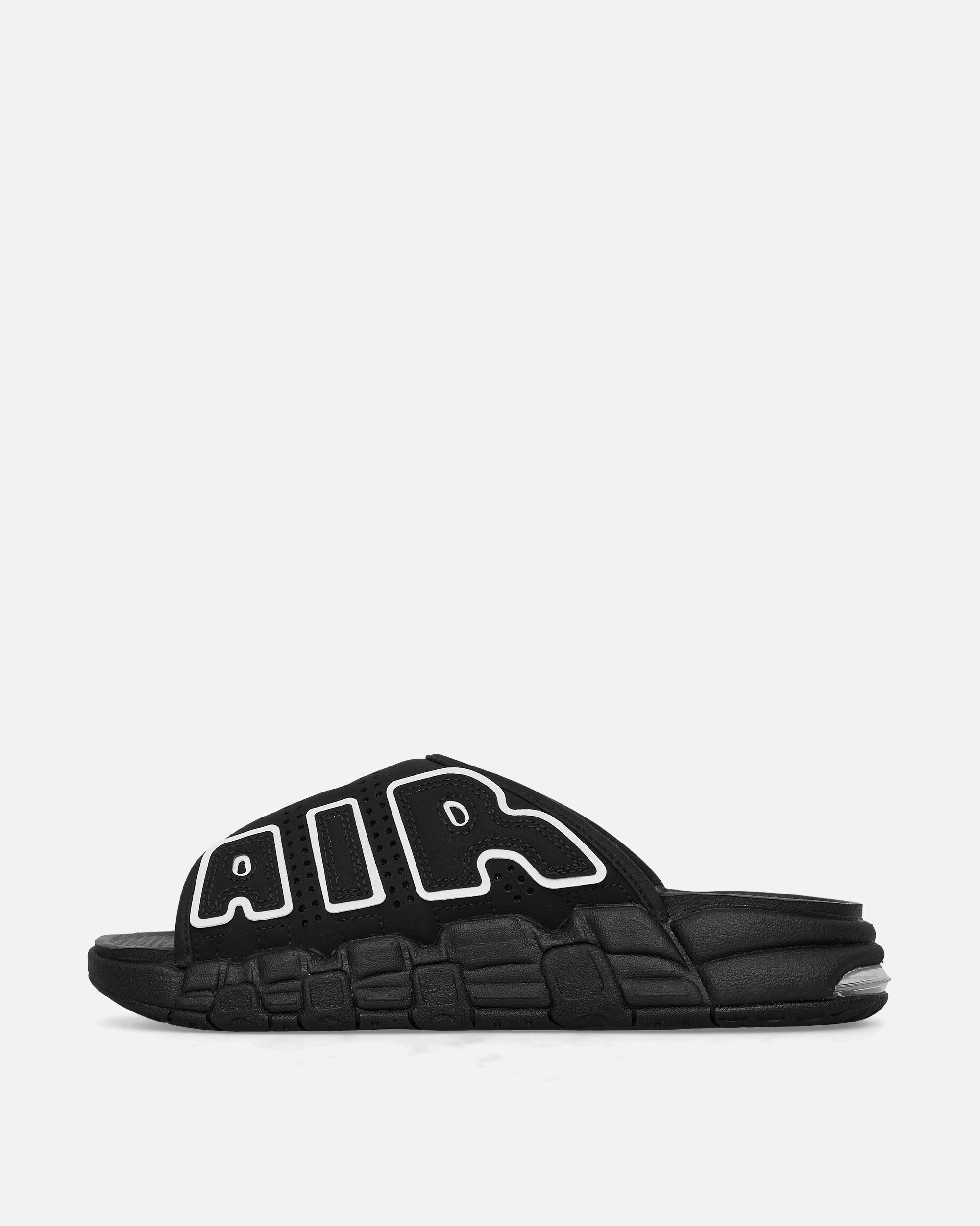 Air More Uptempo Slides Black Flexible Shoes