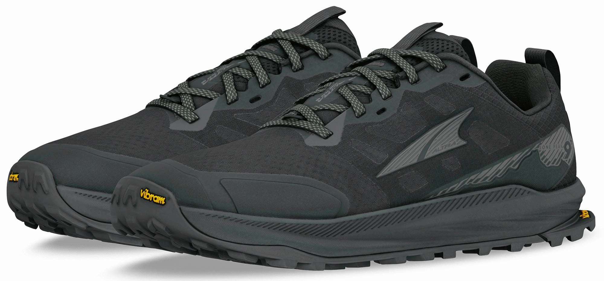 Altra Lone Peak 9  Mens Trail Running Shoes - Black Trail Stability Sneakers