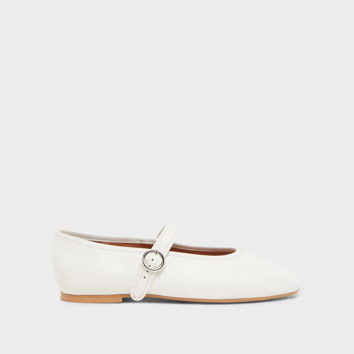 Ballerina Deesse Cuir Ecru Stylish Footwear