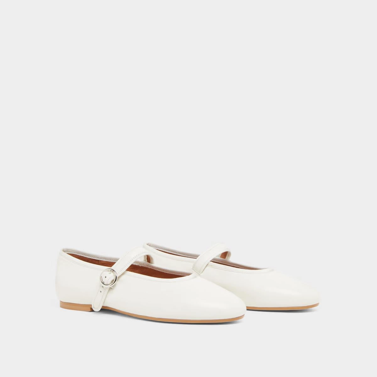 Ballerina Deesse Cuir Ecru Stylish Footwear
