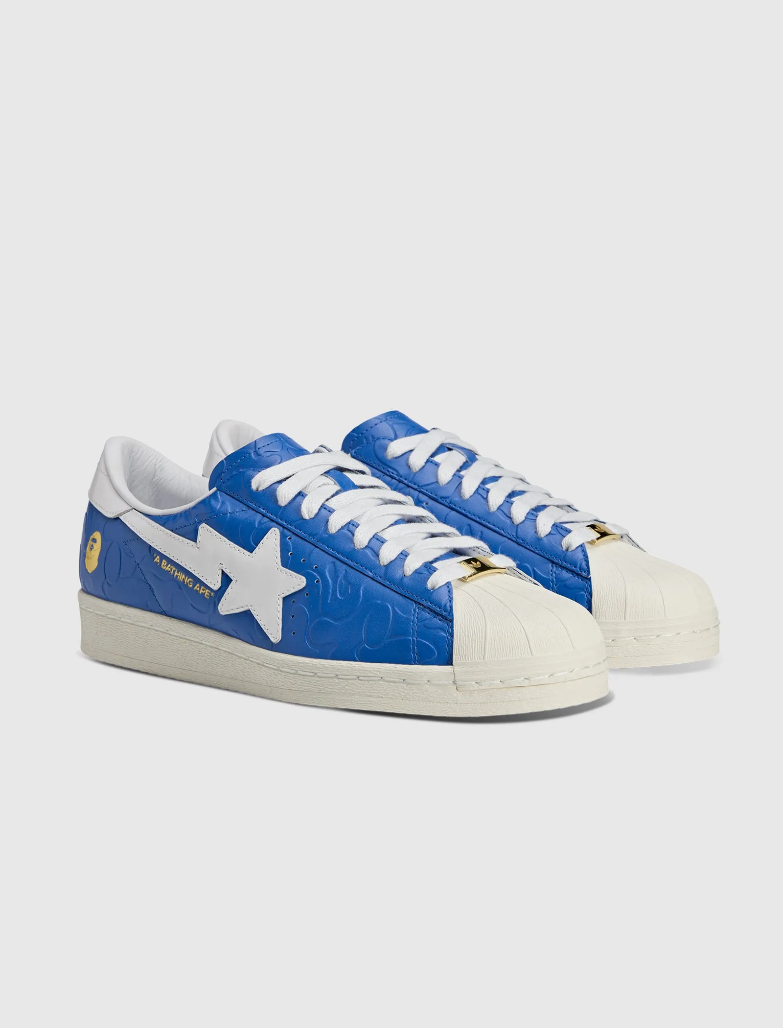 BAPE SUPERSTAR "BLUE/WHITE" Adidas trendy casual shoe styles