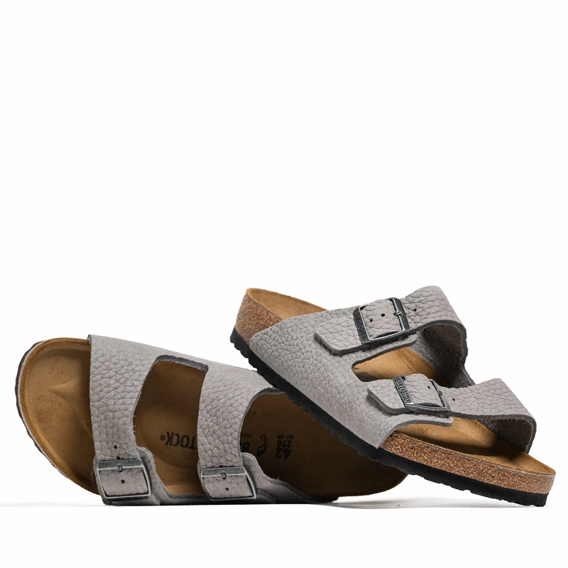 Birkenstock Arizona Nubuck - Desert Buck Whale Grey Birdsoles eco-friendly shoe options