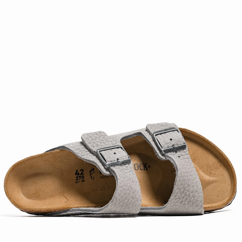 Birkenstock Arizona Nubuck - Desert Buck Whale Grey Birdsoles eco-friendly shoe options