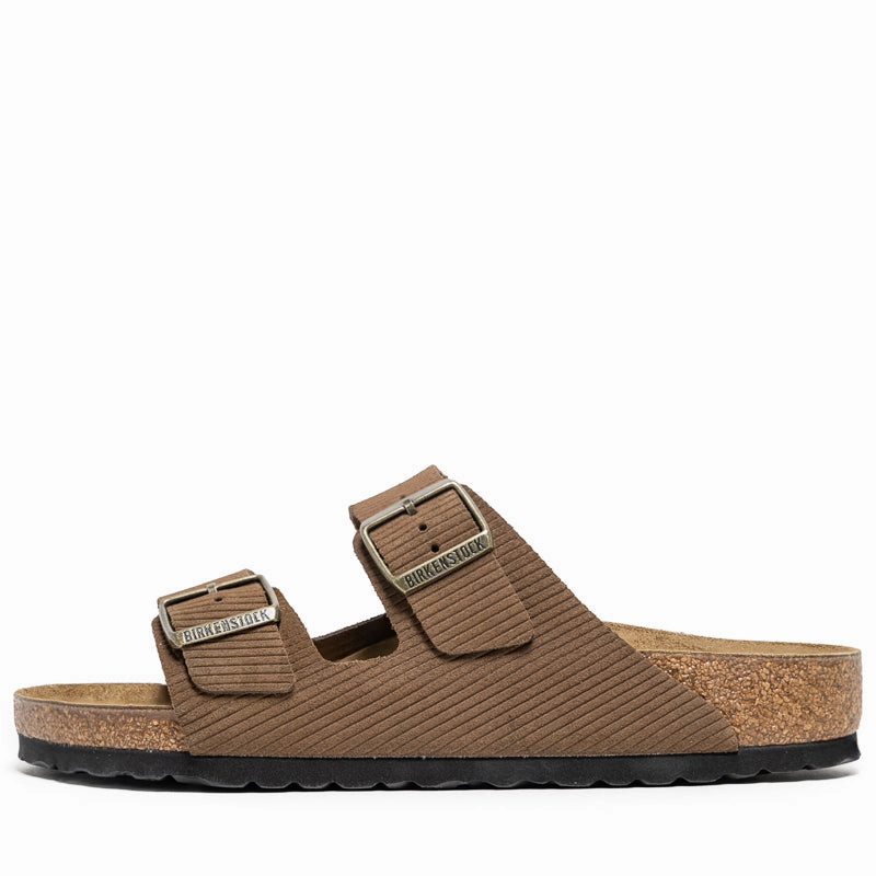 Birkenstock Arizona Suede Corduroy - Dark Tea Birkenstock supportive sandals with cork footbed