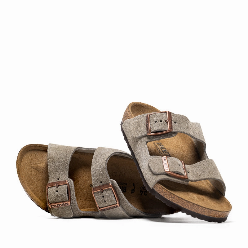 Birkenstock Arizona Suede (PS) - Taupe Birdsoles eco-friendly shoe options