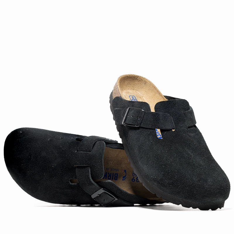 Birkenstock Boston Soft Footbed Suede - Black Birdsoles eco-friendly shoe options