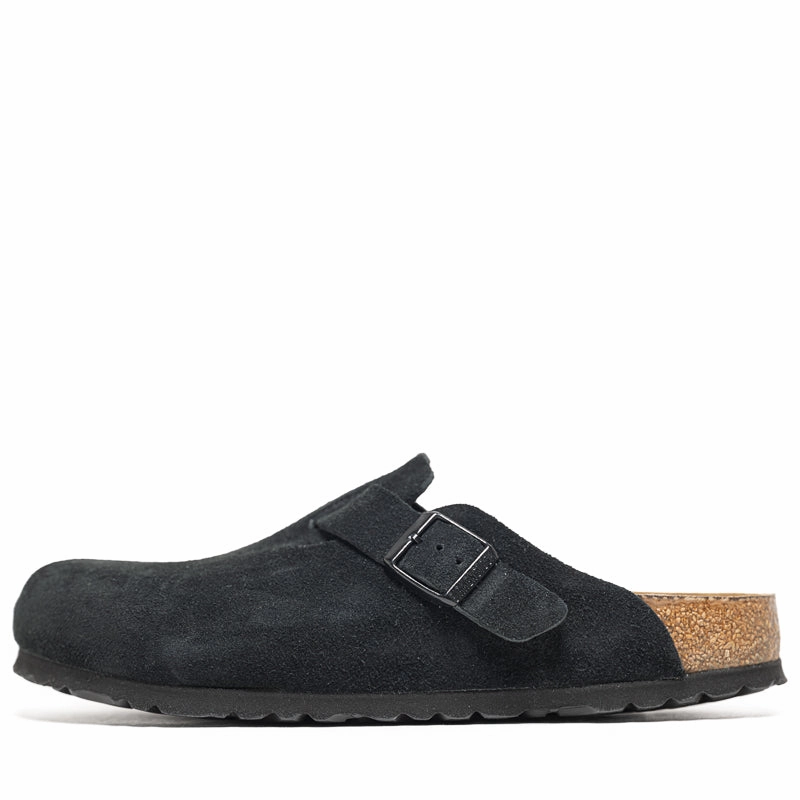 Birkenstock Boston Soft Footbed Suede - Black Birkenstock supportive sandals with cork footbed