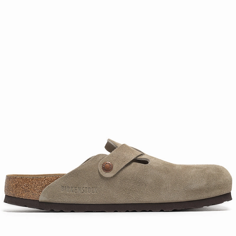 Birkenstock Boston Soft Footbed Suede - Taupe Birdsoles eco-friendly shoe options