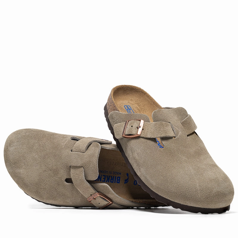 Birkenstock Boston Soft Footbed Suede - Taupe Birdsoles eco-friendly shoe options