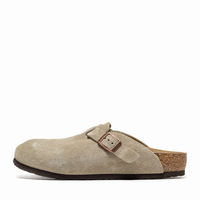 Birkenstock Boston Suede (PS) - Taupe Birkenstock supportive sandals with cork footbed