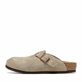 Birkenstock Boston Suede (PS) - Taupe Birkenstock supportive sandals with cork footbed