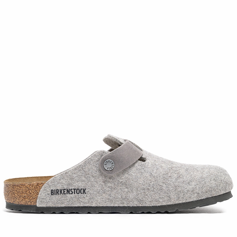 Birkenstock Boston Wool Oiled Leather - Light Gray Birdsoles eco-friendly shoe options