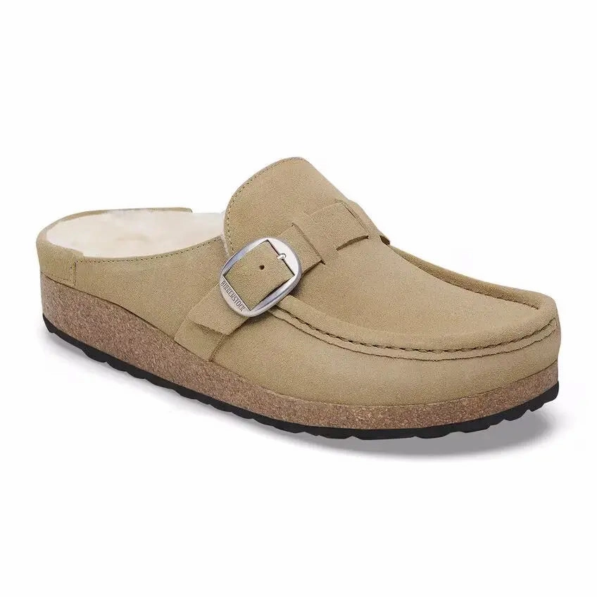 Birkenstock Buckley Shearling  Suede Clog with Genuine Shearling Lining Birkenstock soft footbed slides for casual wear