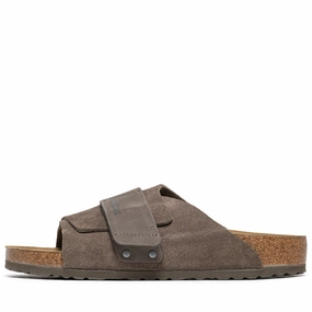 Birkenstock Kyoto Suede Nubuck - Concrete Gray Birkenstock supportive sandals with cork footbed