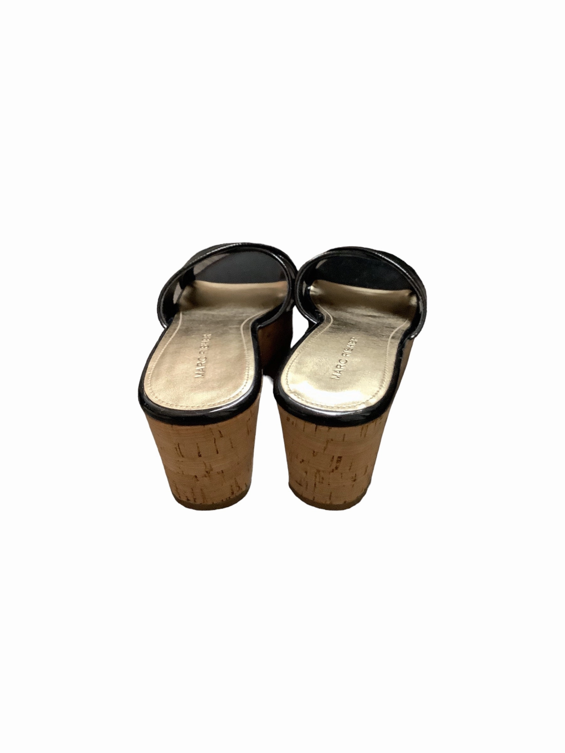 Black Sandals Heels Wedge Marc Fisher, Size 7 Fashion Heels