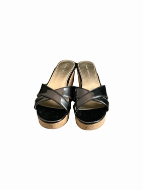 Black Sandals Heels Wedge Marc Fisher, Size 7 Marc Fisher fashion shoes with block heels