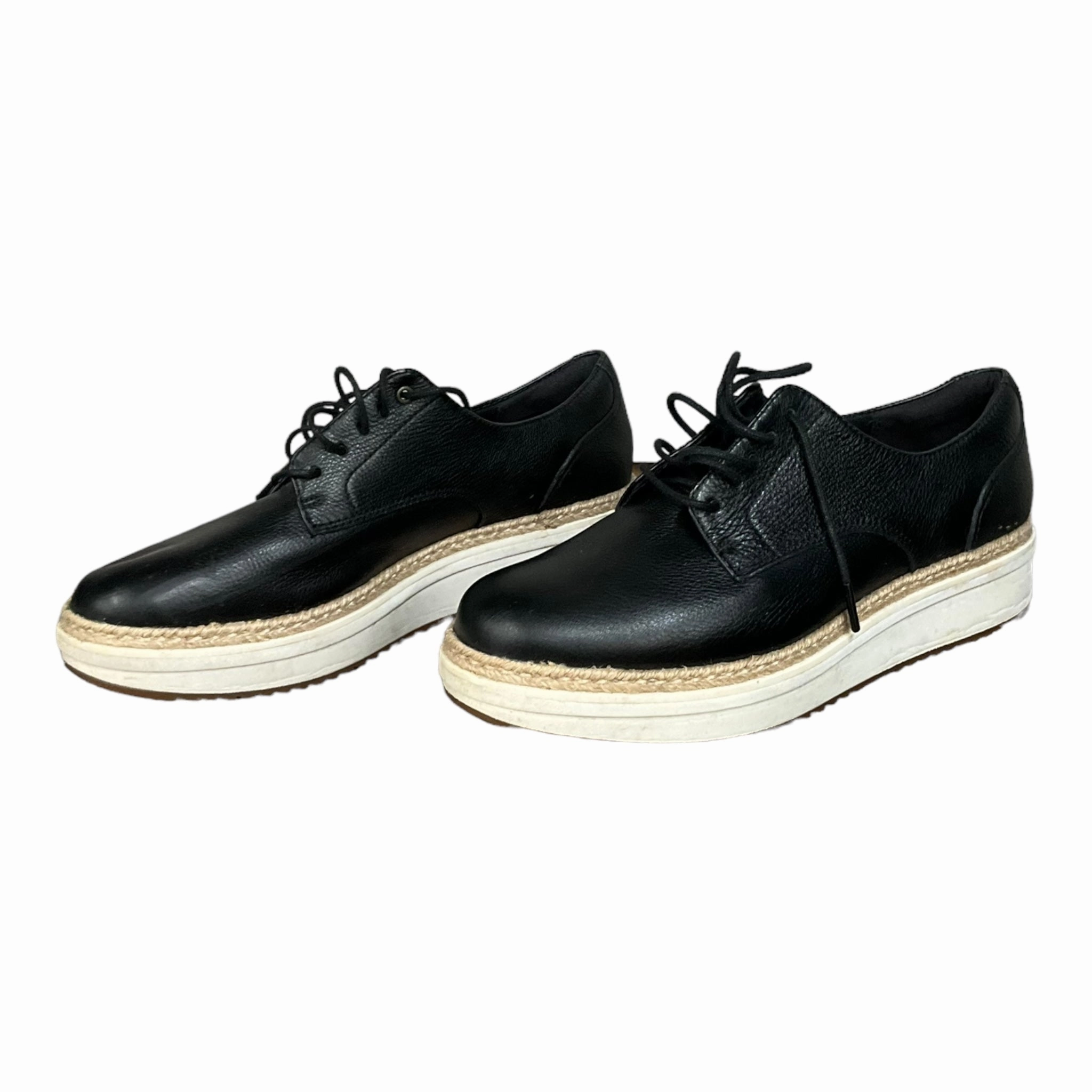 Black Shoes Heels Wedge Clarks, Size 6.5 Leather Footwear