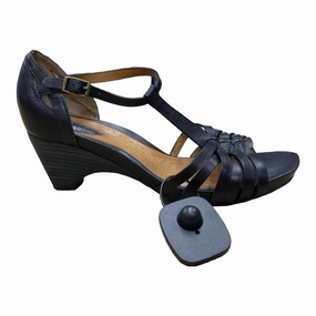Black Shoes Heels Wedge Clarks, Size 8 Clarks leather shoes for daily wear