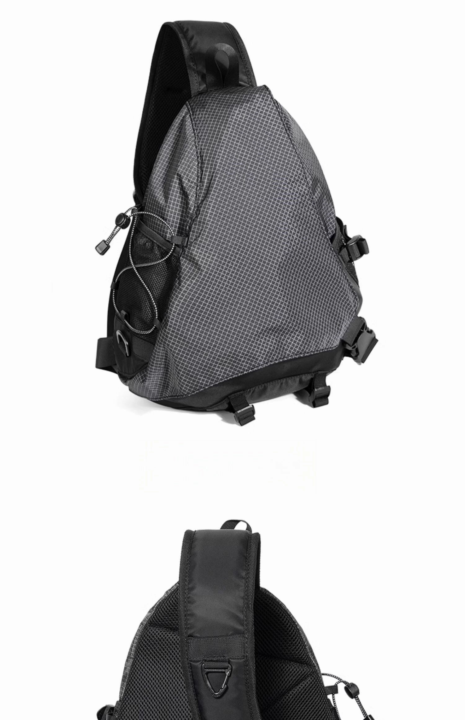 Black Travel Large Sling Bag For Big Men Cool Nylon Large Hiking Sling Bag For Big Men