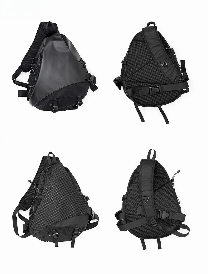 Black Travel Large Sling Bag For Big Men Cool Nylon Large Hiking Sling Bag For Big Men