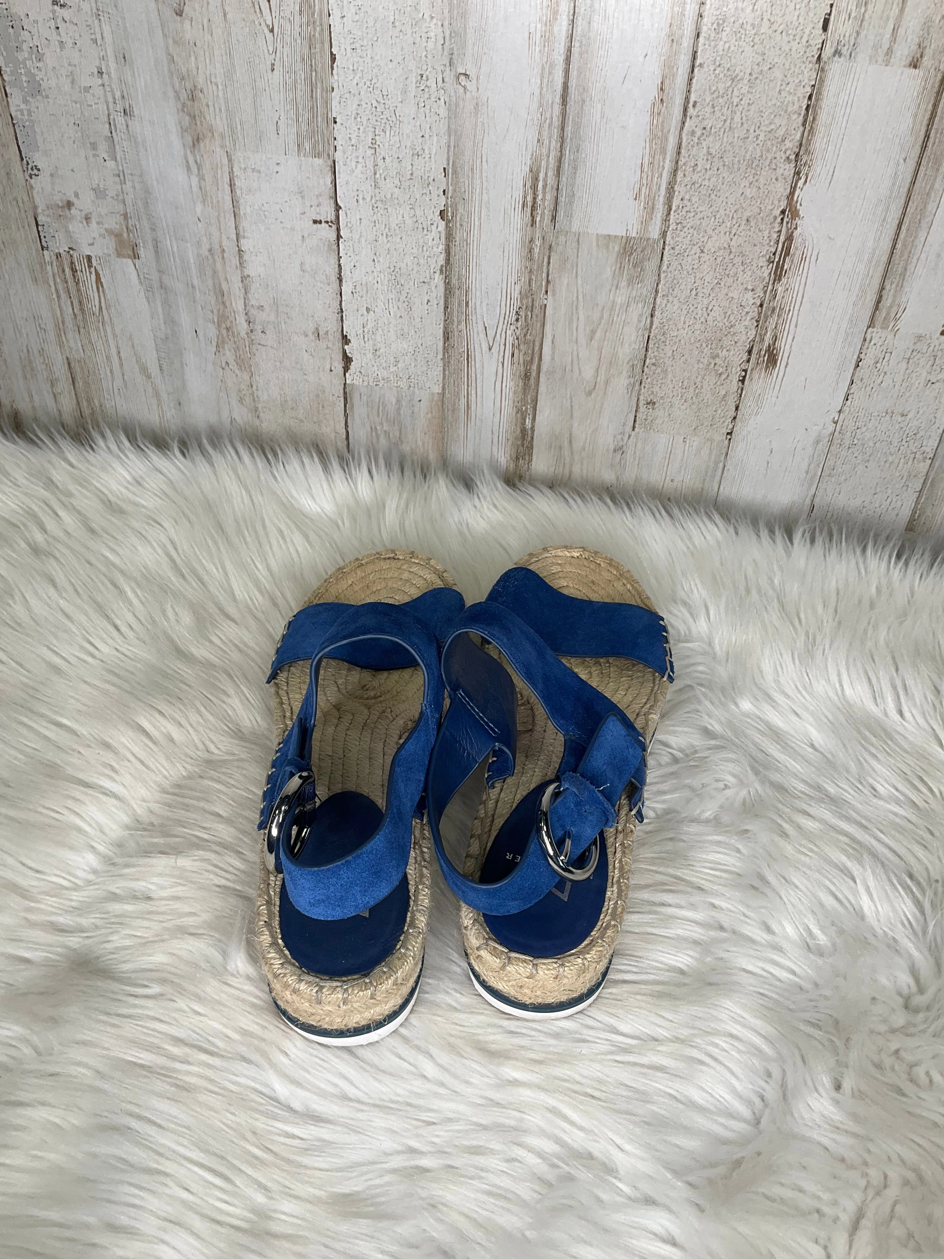Blue & Brown Sandals Flats Marc Fisher, Size 7 Fashion Heels