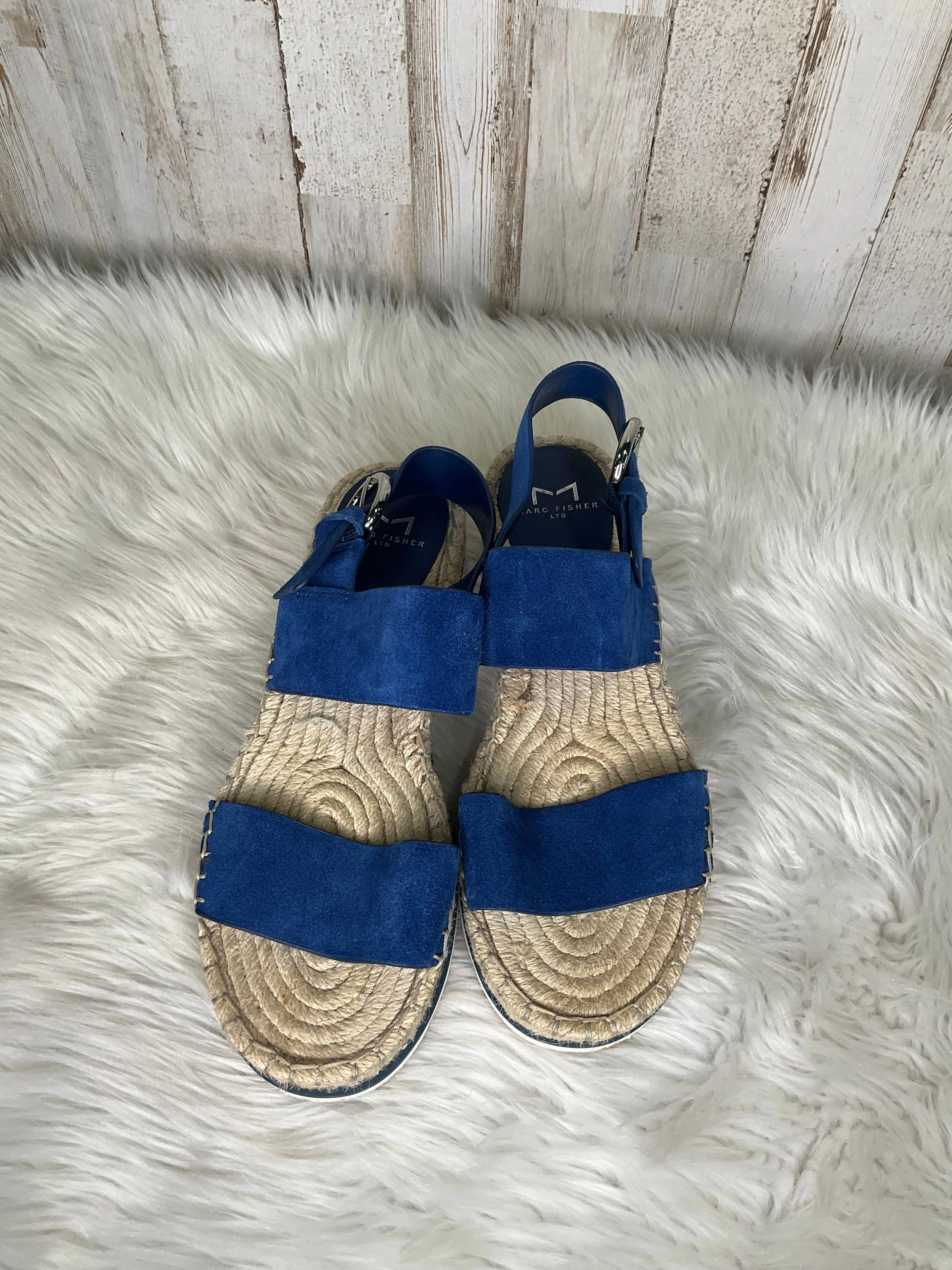Blue & Brown Sandals Flats Marc Fisher, Size 7 Fashion Heels