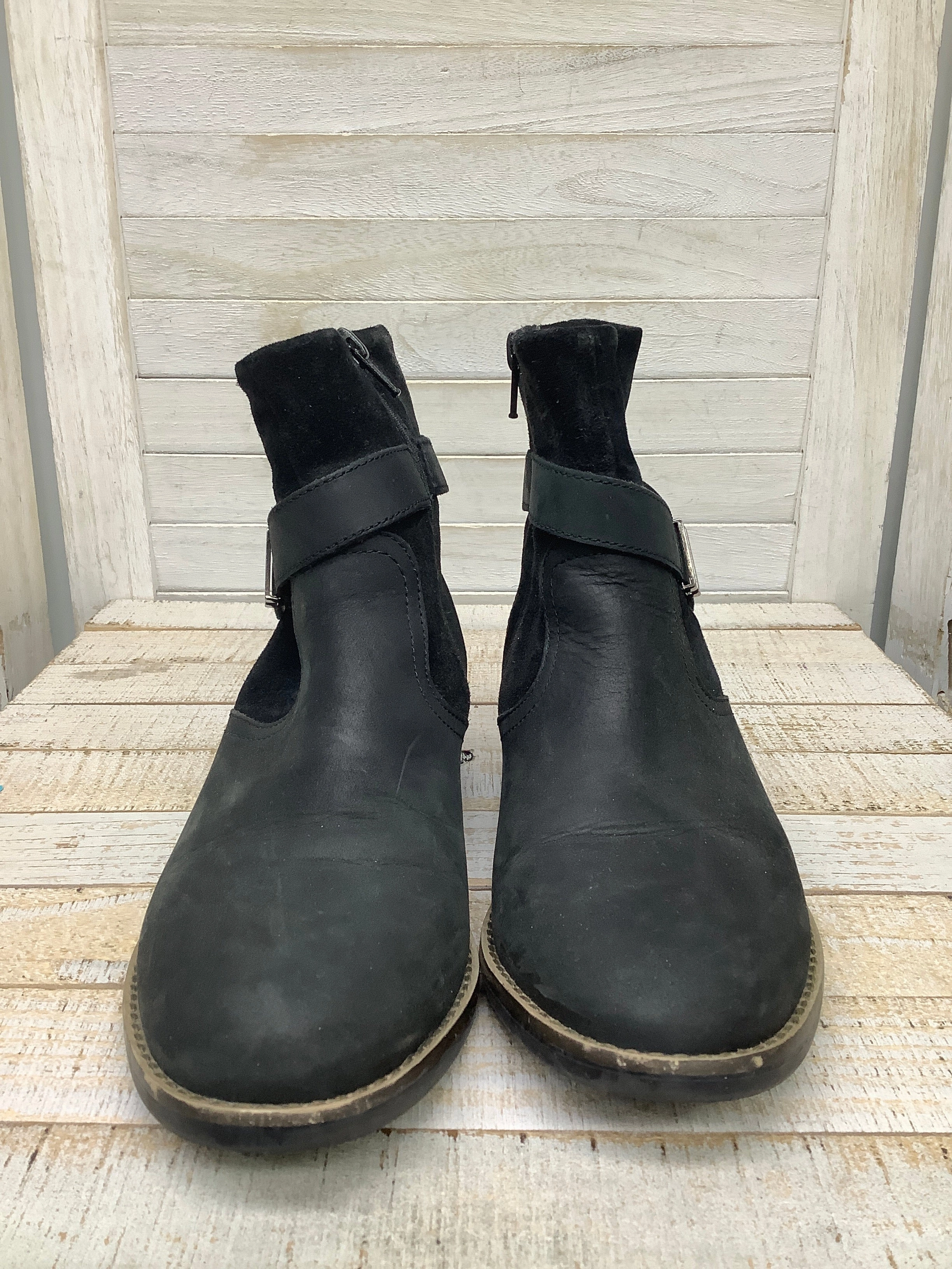 Boots Ankle Flats By Clarks In Black, Size: 6 Leather Footwear