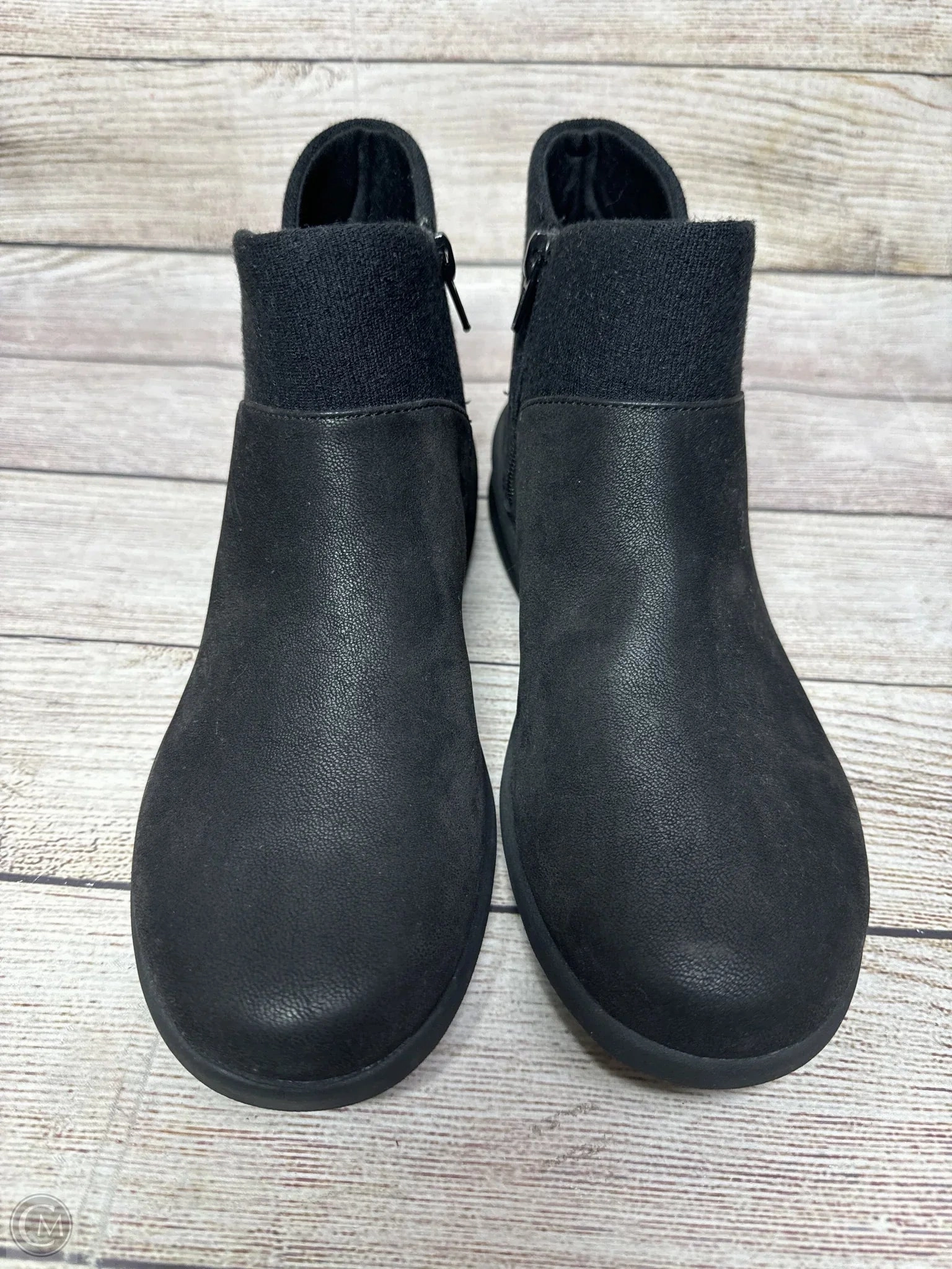Boots Ankle Flats By Clarks In Black, Size: 7.5 Leather Footwear