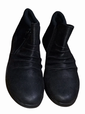 Boots Ankle Flats By Clarks In Black, Size: 9.5 Clarks leather shoes for daily wear