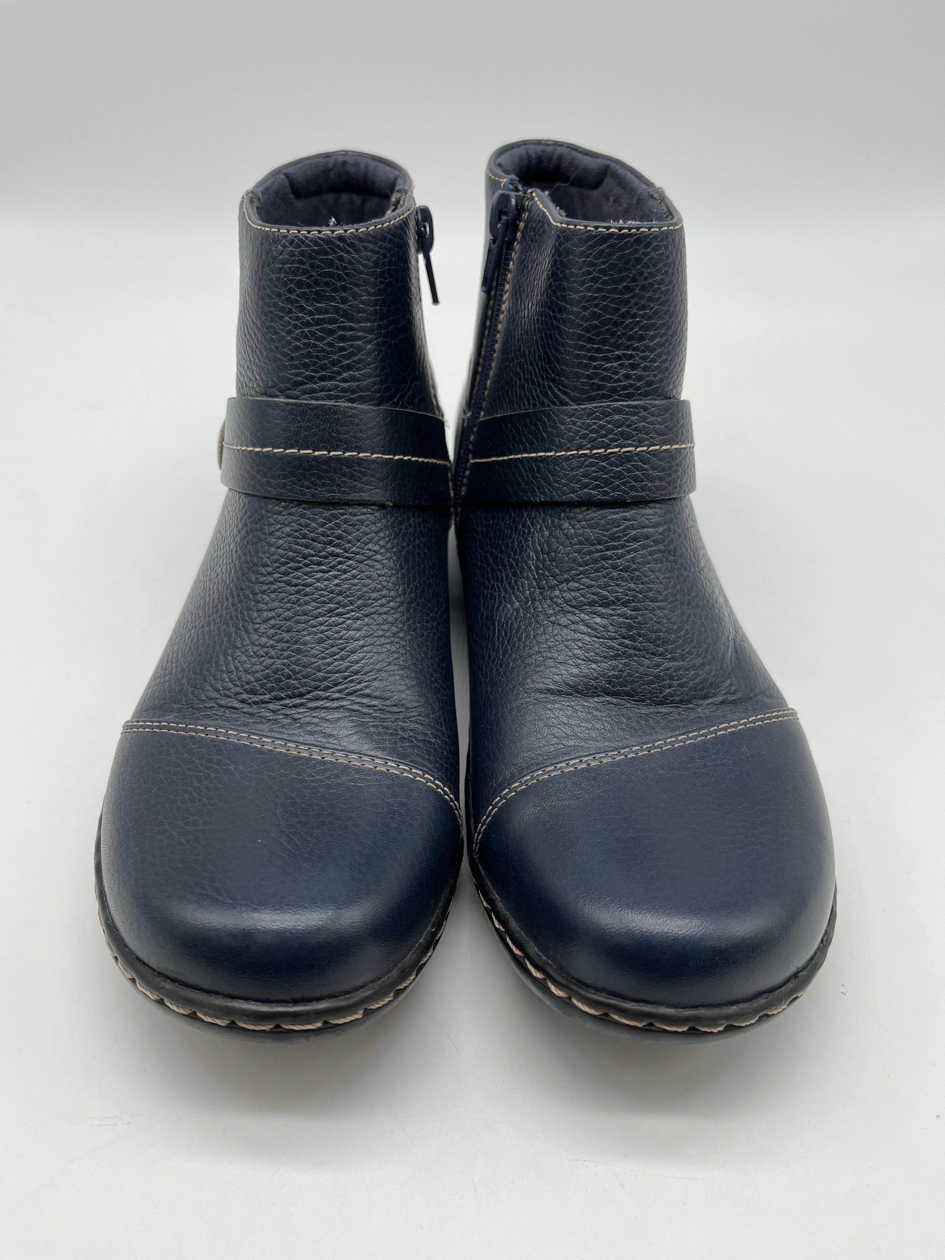Boots Ankle Flats By Clarks In Blue, Size: 7.5 Leather Footwear