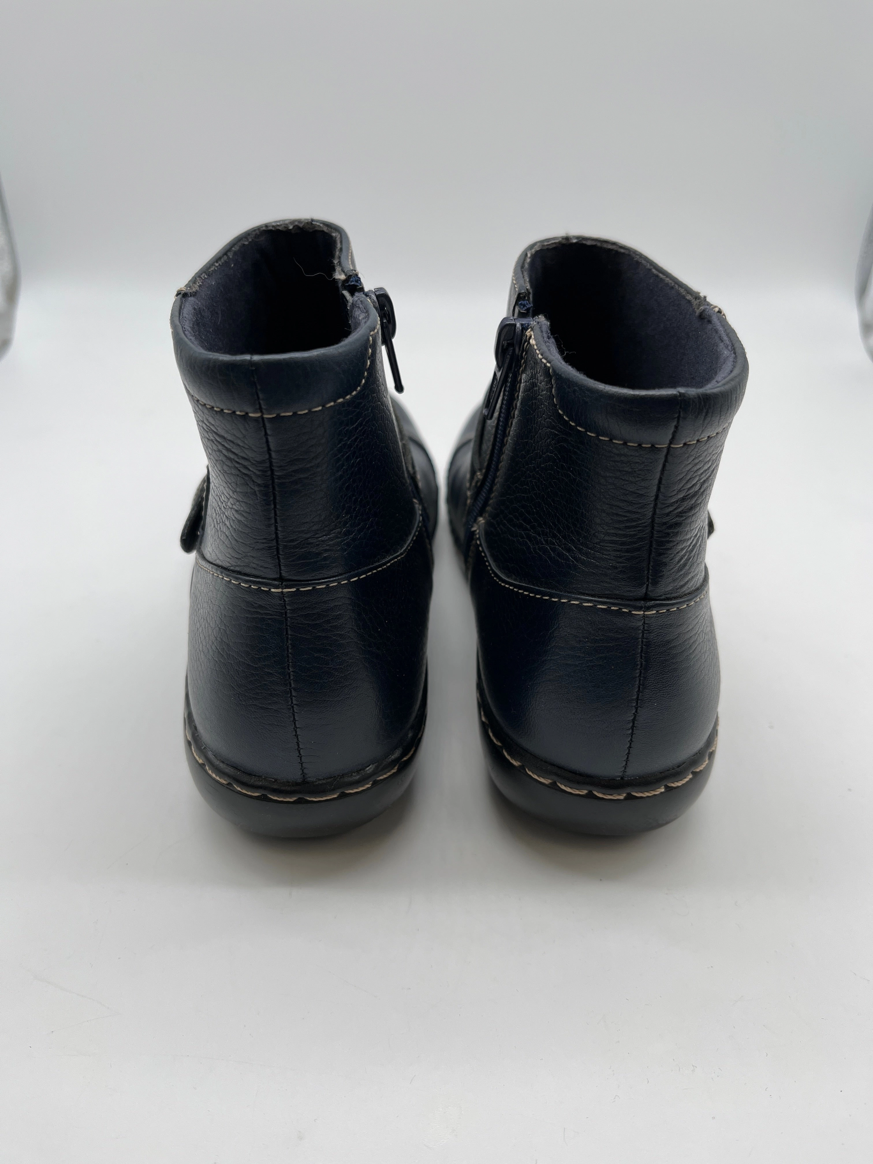 Boots Ankle Flats By Clarks In Blue, Size: 7.5 Leather Footwear