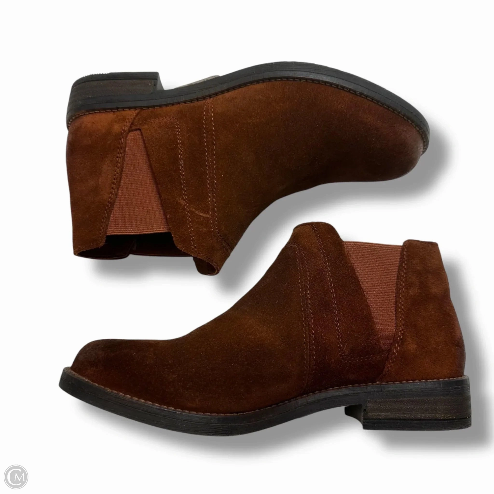Boots Ankle Flats By Clarks In Brown, Size: 6.5 Leather Footwear