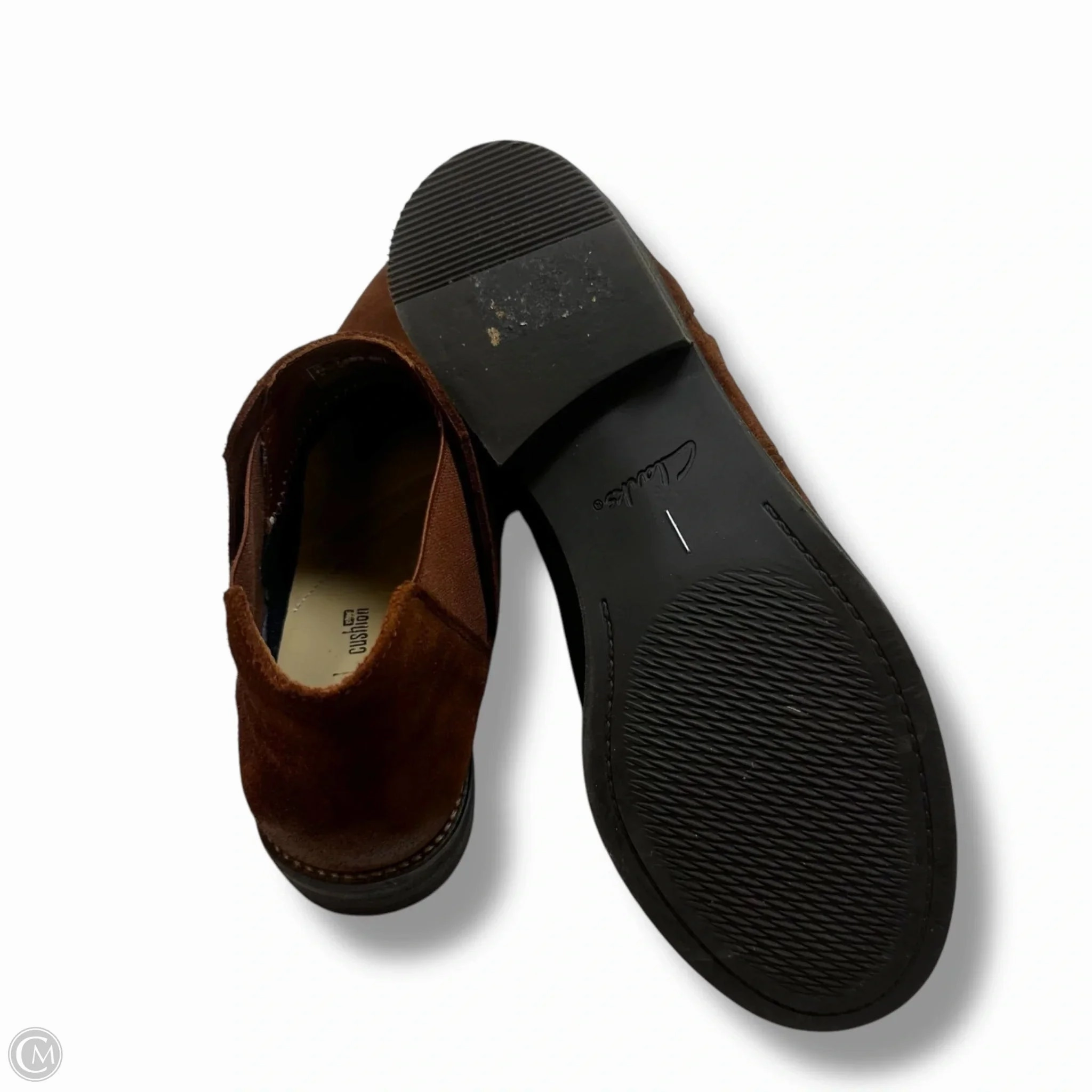 Boots Ankle Flats By Clarks In Brown, Size: 6.5 Leather Footwear