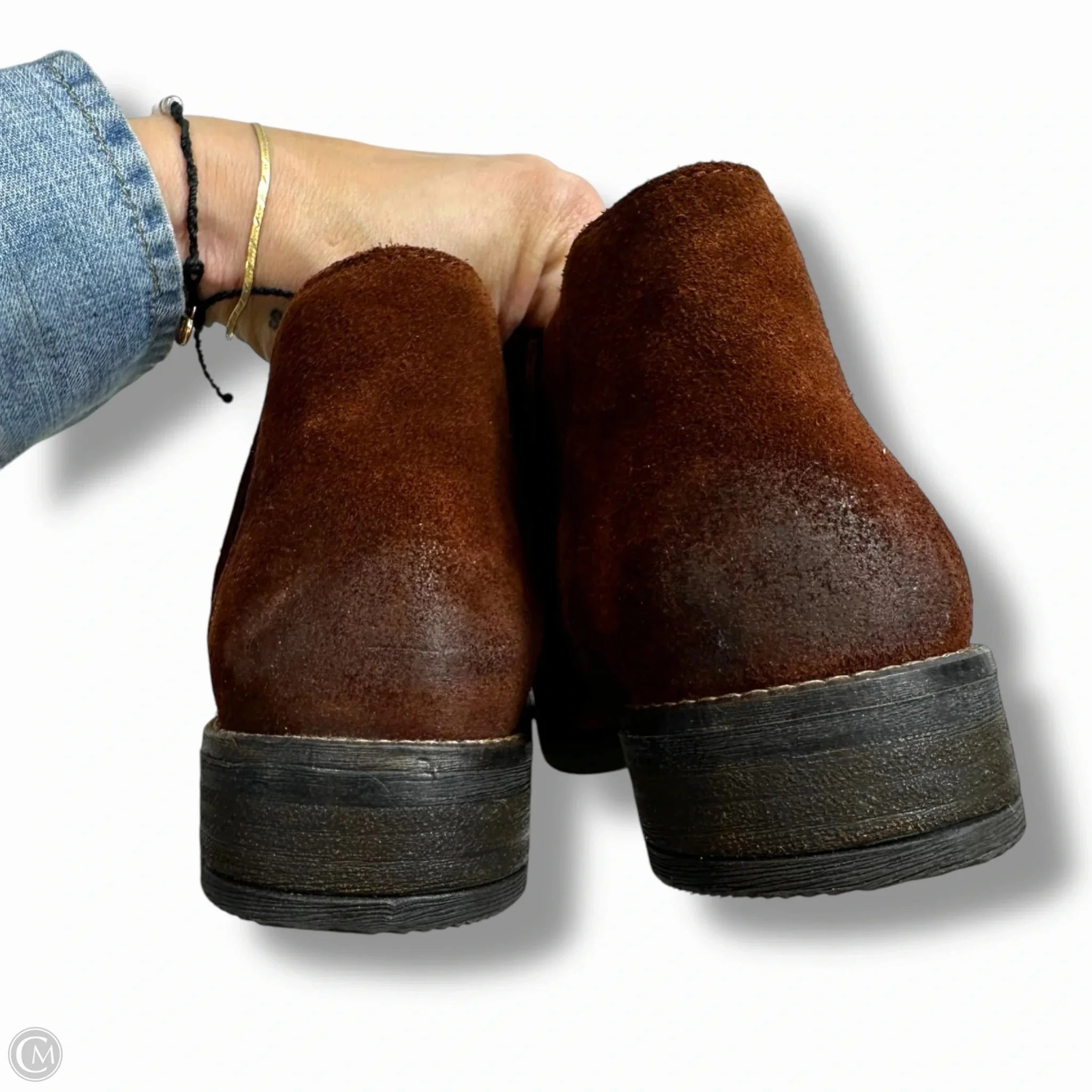 Boots Ankle Flats By Clarks In Brown, Size: 6.5 Leather Footwear