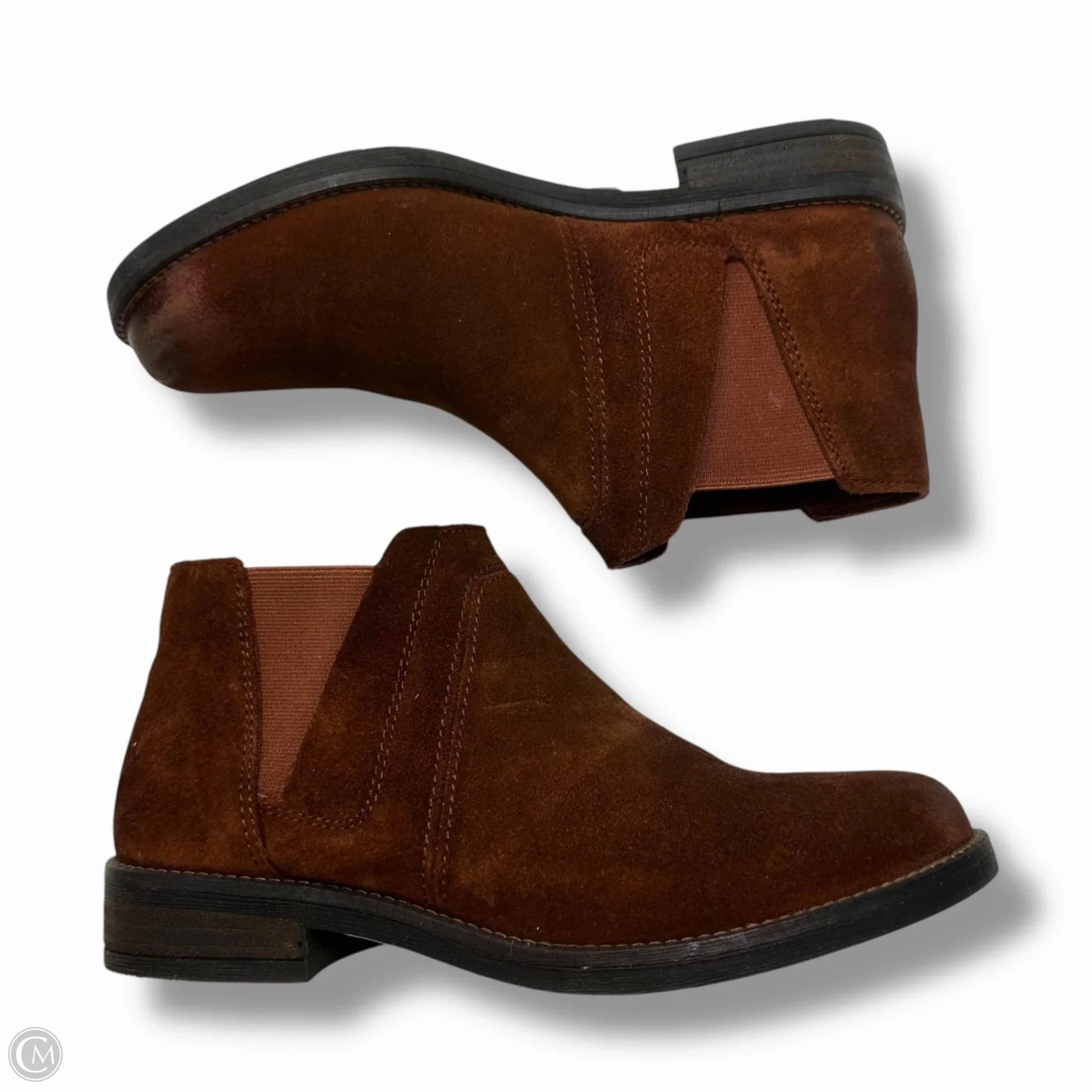 Boots Ankle Flats By Clarks In Brown, Size: 6.5 Leather Footwear