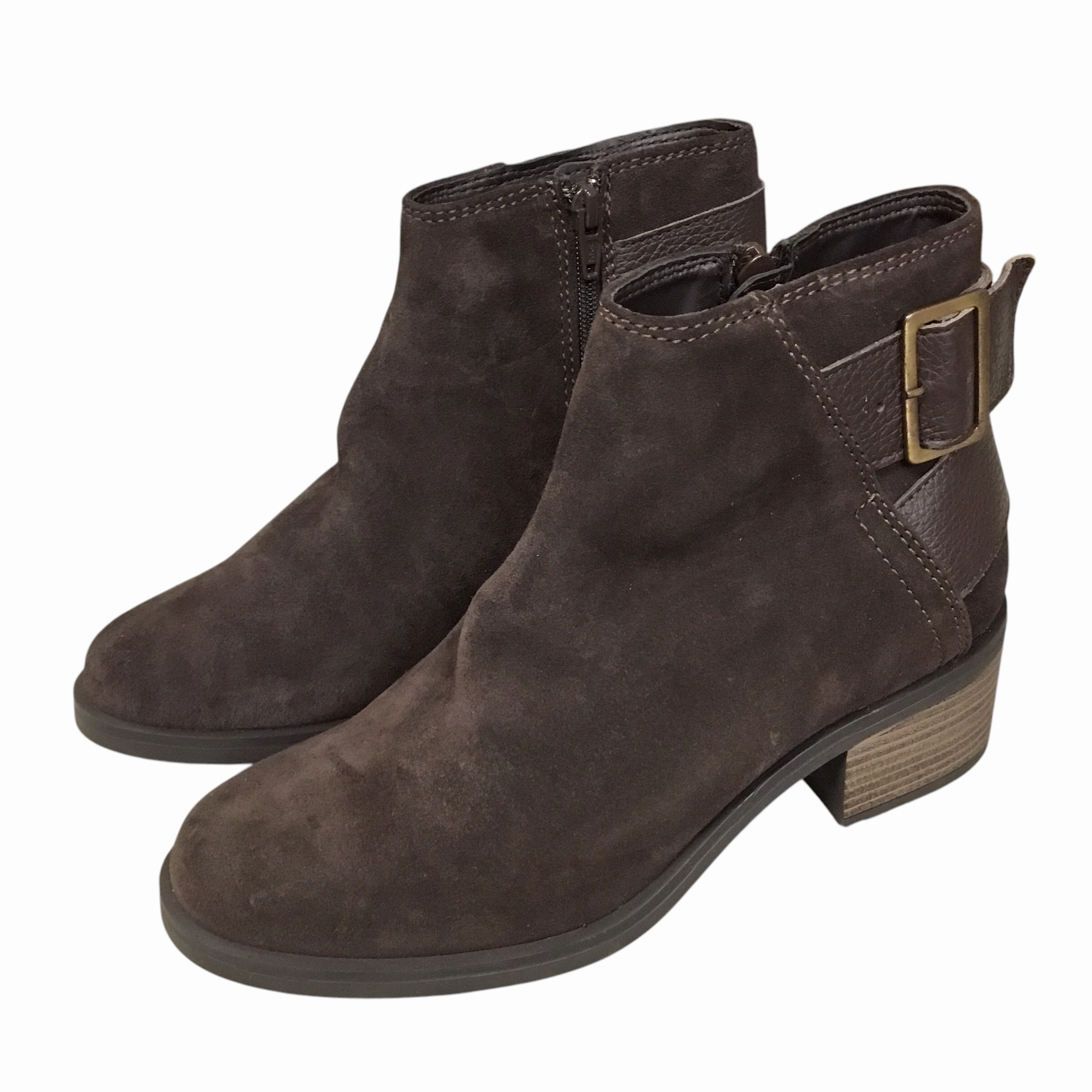 Boots Ankle Flats By Clarks In Brown, Size: 7.5 Clarks leather shoes for daily wear