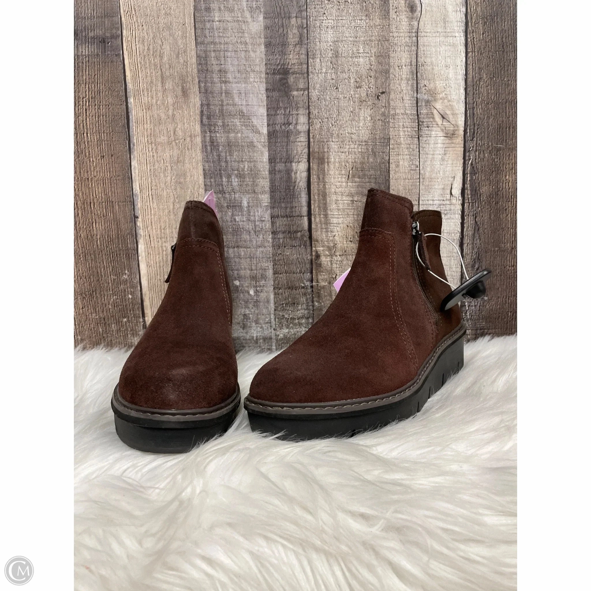 Boots Ankle Flats By Clarks In Brown, Size: 7 Clarks leather shoes for daily wear